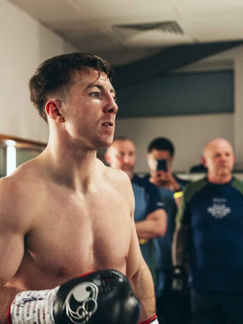 Pierce O’Leary preparing backstage before a fight