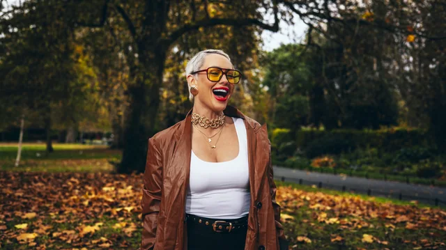 An outdoor portrait among autumn trees